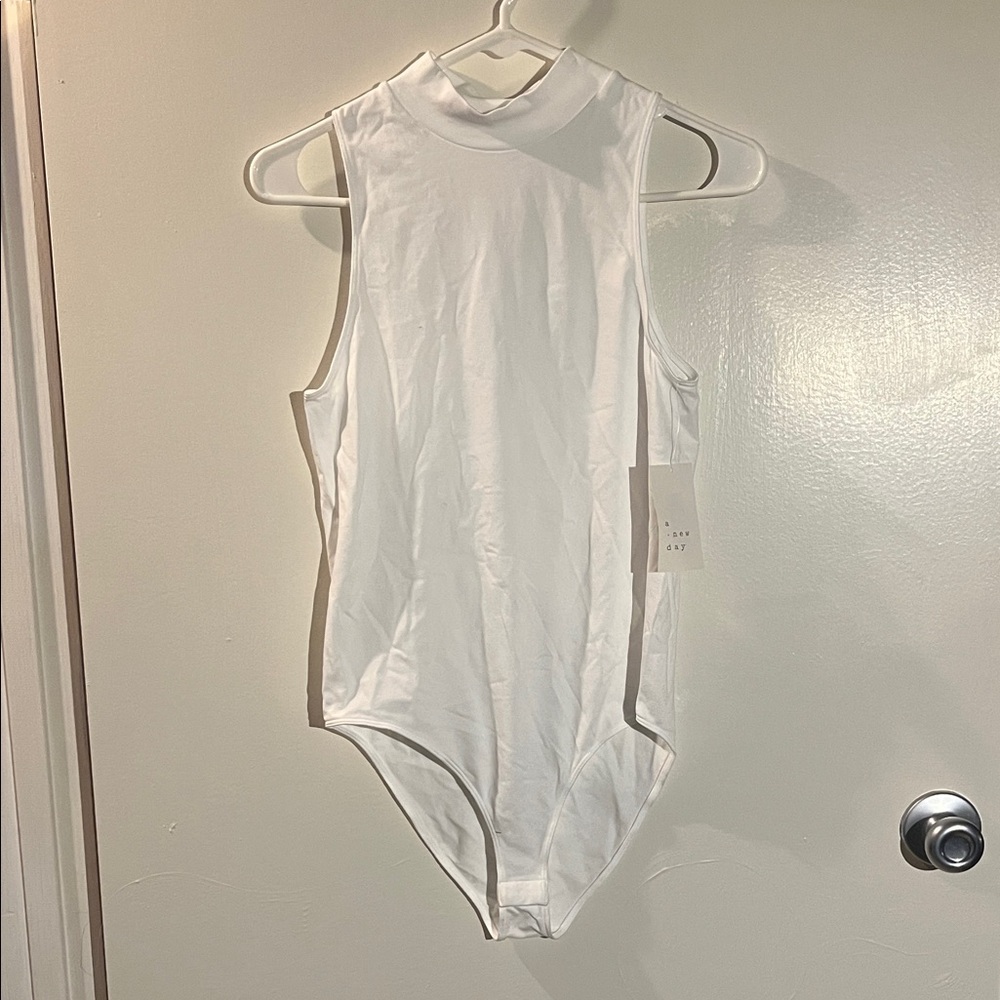 a new day White Sleeveless Mock Neck Bodysuit